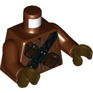 Lego Torso Robe, Dark Brown Crossed Belts with Pouches Print (Jawa), Reddish Brown Arms, Dark Brown Hands / Reddish Brown