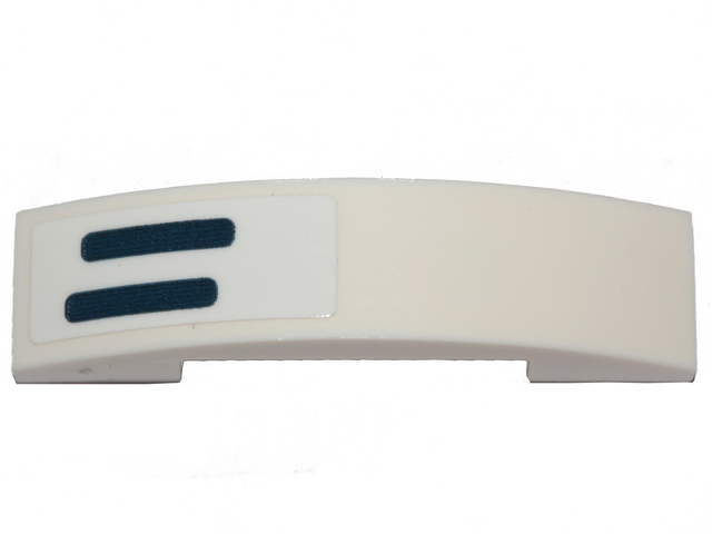 Lego Slope, Curved 4 x 1 x 2/3 Double with 2 Dark Blue Stripes Pattern Model Right Side (Sticker) - Set 75276 / White