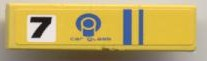 Lego Tile 1 x 4 with Black '7' and 'CAR GLASS' and Blue Stripes Pattern (Sticker) - Set 8124