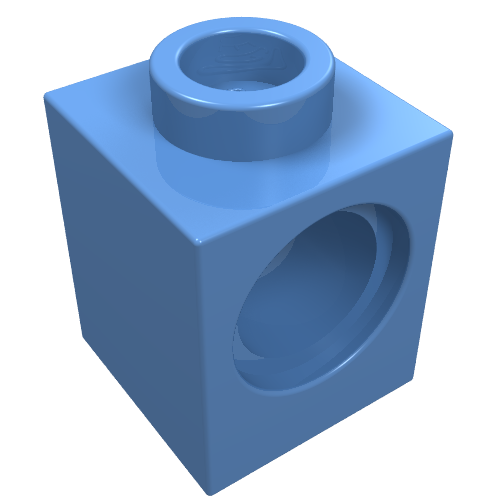 Lego Technic Brick 1 x 1 with Pin Hole / Medium Blue