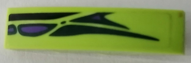Lego Slope, Curved 4 x 1 with Dark Green and Dark Purple Scales Pattern Model Left Side (Sticker) - Set 9456 / Lime