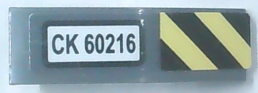 Lego Slope, Curved 3 x 1 with Black and Bright Light Yellow Danger Stripes and 'CK 60216' Pattern Side A (Sticker) - Set 60216