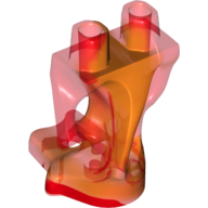 Lego Lower Body, Ghost with Orange Marbled Pattern / Trans-Red