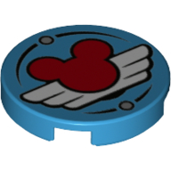 Lego Tile Round 2 x 2 with Pilot Wings with Mickey Mouse Logo Print