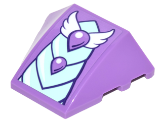 Lego Wedge 4 x 3 Triple Curved No Studs with Bright Light Blue and Medium Lavender Dragon Scales and White Wings Pattern (Sticker) - Set 41178