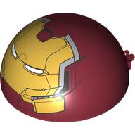 Lego Windscreen 10 x 10 x 5 Dome with Dual 2 Fingers with Hulk Buster Face/Mask Print / Dark Red