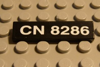 Lego Tile 1 x 4 with 'CN 8286' Pattern (Sticker) - Set 8286