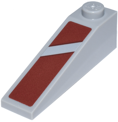 Lego Slope 18 4 x 1 with Diagonal Line on Dark Red Background Pattern Model Right Side (Sticker) - Set 75413 / Light Bluish Gray