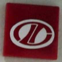 Lego Tile 2 x 2 with Red Stylized 'LT' on White Oval Racing Logo Pattern (Sticker) - Set 8422 / Red