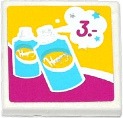Lego Tile 2 x 2 with 2 Spray Cans and '3.-' Pattern (Sticker) - Set 41093