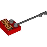 Lego Duplo Telephone on Brick 2 x 2 with Silver and Red Buttons Print / Red