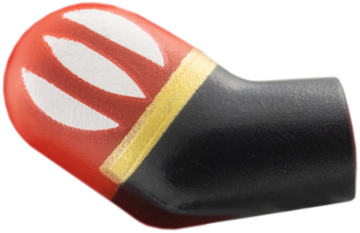 Lego Arm, Right with Molded Red Short Sleeve and Printed White and Gold Stripes Pattern / Black