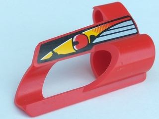 Lego Technic, Panel Fairing # 5 Small Short, Large Hole, Side A with Driver in Red Helmet Pattern (Sticker) - Set 8241 / Red