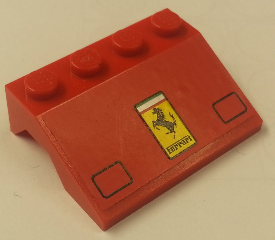Lego Vehicle, Mudguard 3 x 4 Slope with Headlights and Ferrari Logo Pattern (Sticker) - Set 1256 / Red