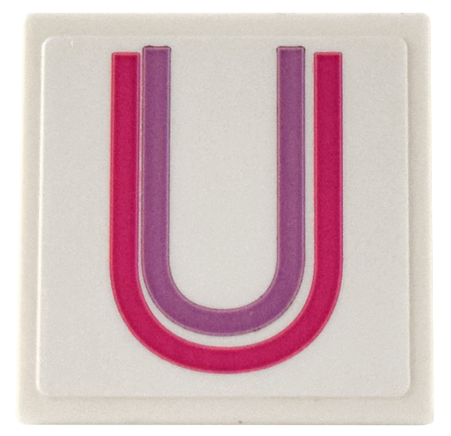 Lego Road Sign 2 x 2 Square with Open O Clip with Medium Lavender and Magenta Letter U Pattern (Sticker) - Set 41732