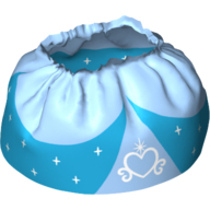 Lego Duplo Skirt Satin Layered with Bright Light Blue Peplum, White Heart and Stars Print