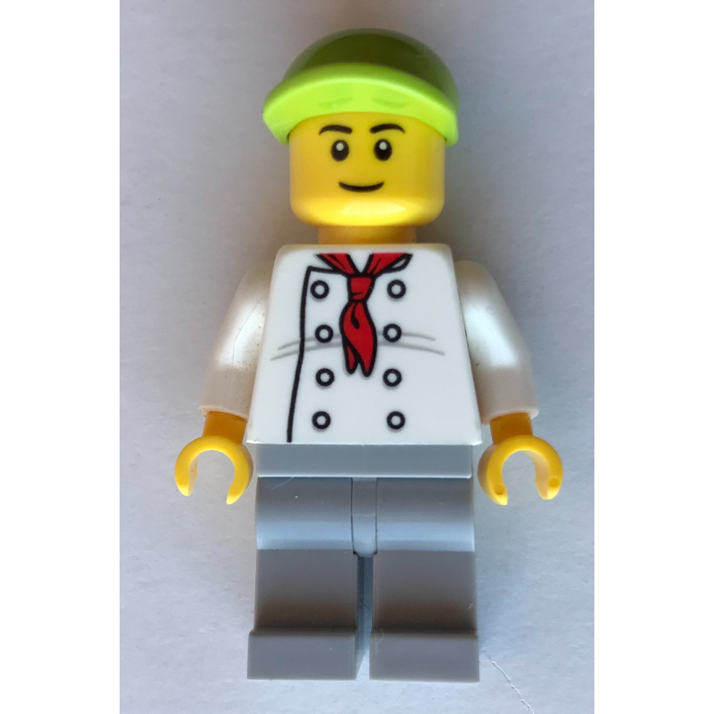 Lego Chef, Red Neckerchief, Light Bluish Gray Legs, Lime Cap
