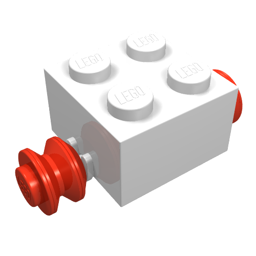 Lego Brick Special 2 x 2 [Red Wheels for Single Tyre] / White