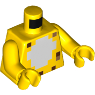 Lego Torso, Pixelated White Fur, Black Leopard Spots Print, Yellow Arms and Hands / Yellow