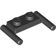 Lego Plate Special 1 x 2 with Handles [Flat Ends / Low Attachment] / Black