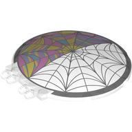 Lego Dish 8 x 8 with Click Hinges with Window, Spiderweb, One Side Colored In Print / Trans-Clear