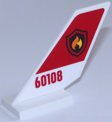 Lego Tail Shuttle with Fire Logo Badge on Red Background and Red '60108' on White Background Pattern on Both Sides (Stickers) - Set 60108 / White