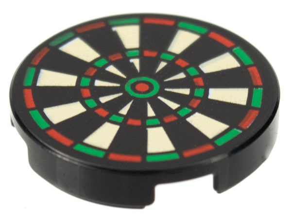 Lego Tile, Round 2 x 2 with Bottom Stud Holder with Dart Board Pattern