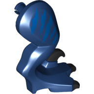 Lego Animal Body Part, Dinosaur, Raptor Leg, Right, with Pin, Black Claws, Blue Stripes / Dark Blue