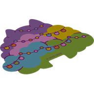 Lego Tree Top, Lavender, Bright Pink, Yellow, Dark Azure, and Bright Green, with String Lights Print / Trans-Clear