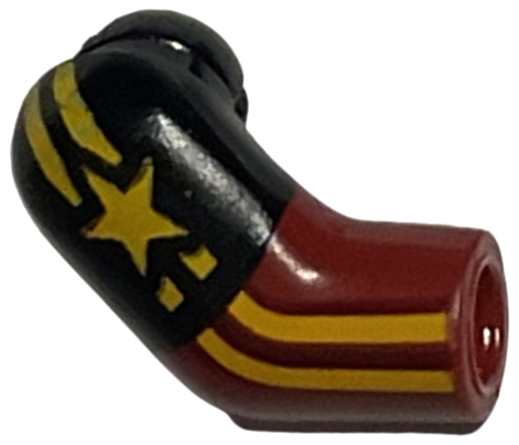 Lego Arm, Right with Black Short Sleeve, Bright Light Orange Star and Stripes Pattern / Dark Red