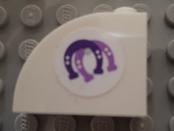 Lego Slope, Curved 3 x 1 x 2 with Hollow Stud with Horseshoes Pattern Model Right Side (Sticker) - Set 41057