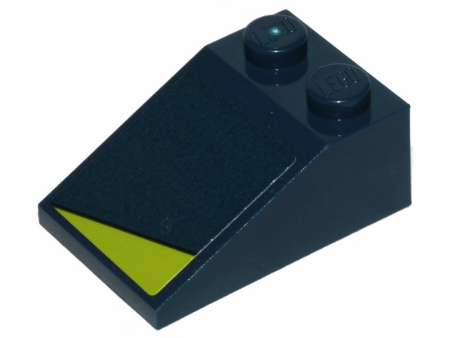 Lego Slope 33 3 x 2 with Lime Triangle on Dark Blue Background Pattern (Sticker) - Set 70835