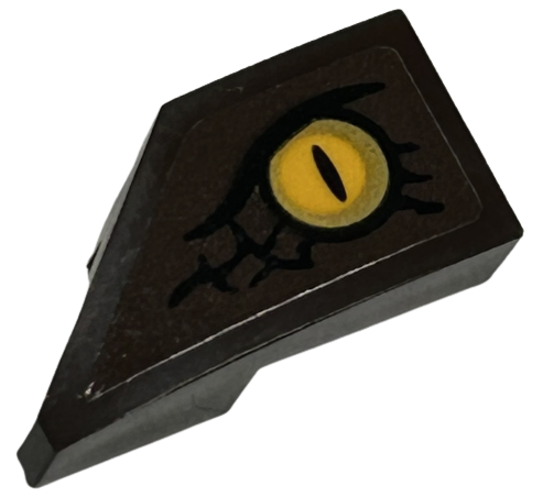 Lego Wedge 2 x 1 x 2/3 Right with Bright Light Orange Dragon Eye and Black Scales Pattern (Sticker) - Set 76406
