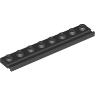 Lego Plate Special 1 x 8 with Door Rail / Black