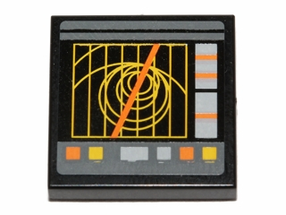 Lego Tile 2 x 2 with SW Cannon Operating Monitor Pattern (Sticker) - Set 75014 / Black