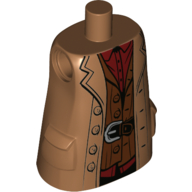 Lego Torso Large, Long Coat with Molded Pockets, Broad Lapels, Red Shirt, Reddish Brown Vest, Black Belt with Silver Buckle Print (Hagrid) / Medium Nougat