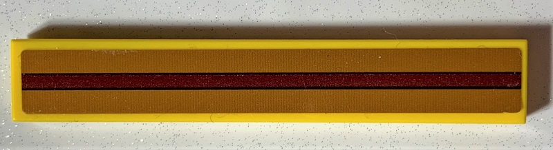 Lego Tile 1 x 6 with Dark Brown Stripe on Medium Nougat Background Pattern (Sticker) - Set 75978