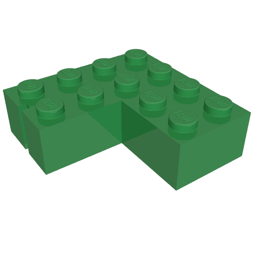 Lego Brick 4 x 4 Corner without Bottom Tubes, Slotted (with 1 slot, right side)