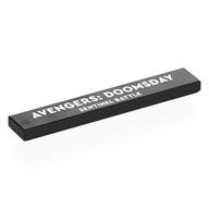 Lego Tile 1 x 6 with White 'AVANGERS: DOOMSDAY SENTINEL ATTACK' Print / Black