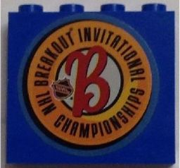 Lego Panel 1 x 4 x 3 - Hollow Studs with NHL Breakout Logo on Blue Background Pattern (Sticker) - Set 3579