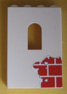 Lego Panel 1 x 4 x 5 Wall with Window with Red Bricks Pattern Bottom Right (Sticker) - Set 6242