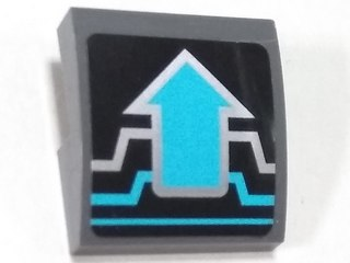Lego Slope, Curved 2 x 2 x 2/3 with Silver and Medium Azure Circuitry and Arrow Pattern (Sticker) - Set 70165