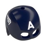 Lego Helmet / Mask, Top Hole, White Wings, White 'A' Print (Captain America) / Dark Blue