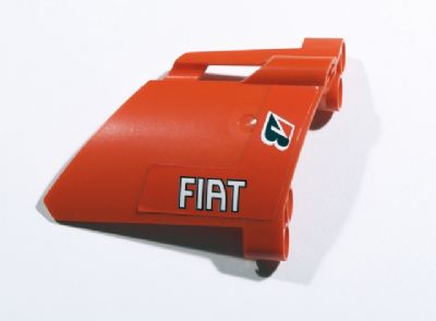 Lego Technic, Panel Fairing #22 Large Short, Small Hole, Side A with Bridgestone and Fiat Logos Pattern (Sticker) - Set 8674 / Red