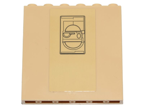 Lego Panel 1 x 6 x 5 with SW Cloud City Black Lines and Semicircles Pattern (Sticker) - Set 75222