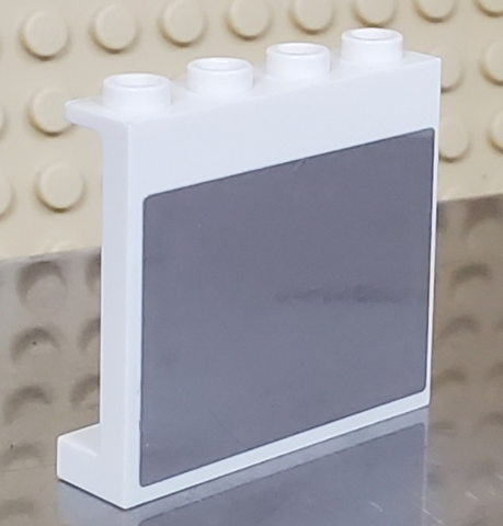 Lego Panel 1 x 4 x 3 with Side Supports - Hollow Studs with Mirror Pattern on Outside (Sticker) - Set 41004 / White