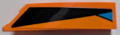 Lego Wedge 4 x 1 Right with Black and Dark Azure Stripes Pattern (Sticker) - Set 76919