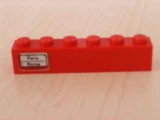 Lego Brick 1 x 6 with 'Paris - Roma' Left Pattern (Sticker) - Set 7740