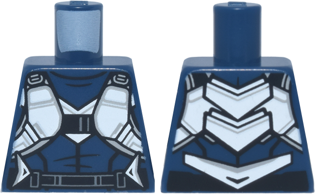 Lego Torso Flight Suit with Wide White Straps and Arrows, Light Bluish Gray Trim and Buckles, Black Belt Pattern