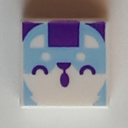 Lego Tile 1 x 1 with Medium Azure Fox Print